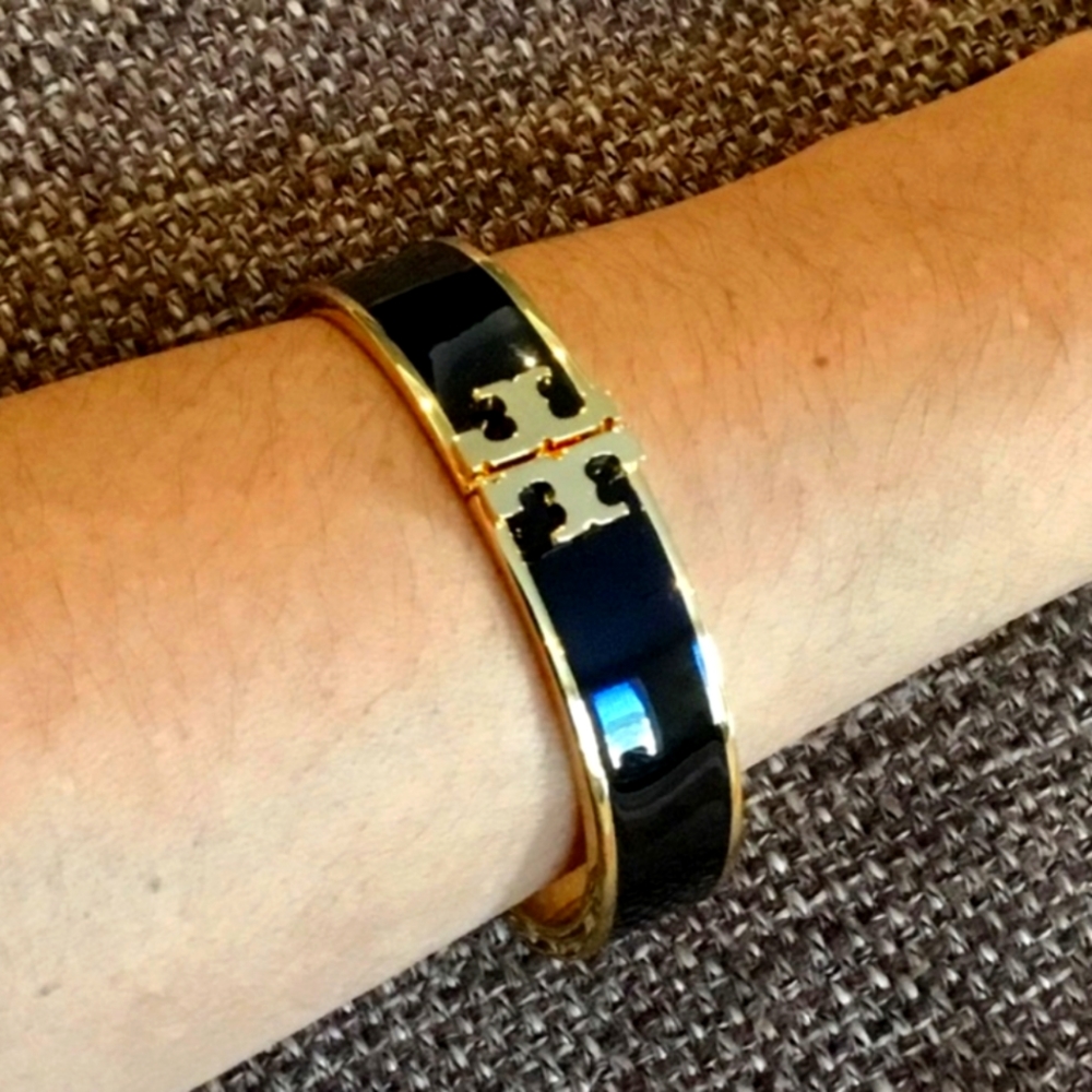 TORY BURCH KIRA ENAMEL BRACELET GOLD/BLACK